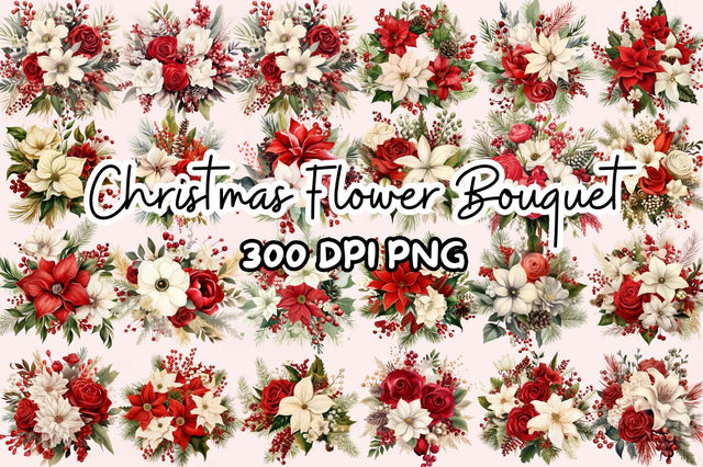 Christmas Flower Bouquet Clipart Sublimation Regulrcrative 