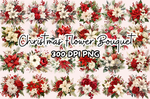 Christmas Flower Bouquet Clipart Sublimation Regulrcrative 