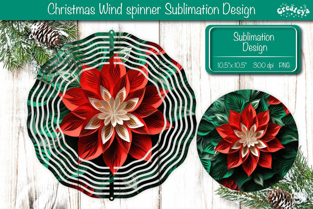 Christmas flower wind spinner Christmas Wind spinner Sublimation Sublimation Createya Design 