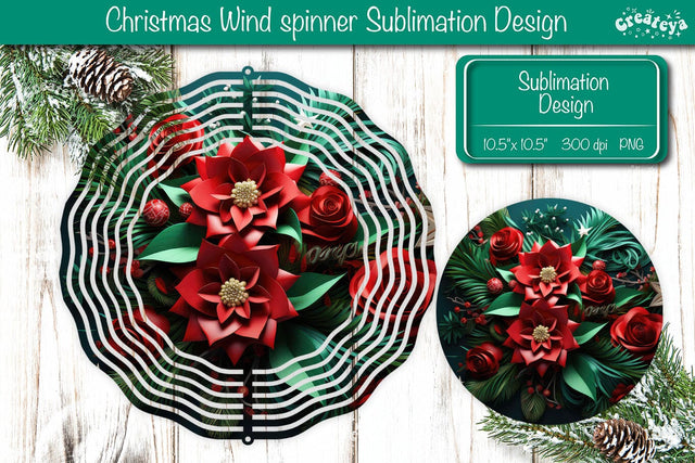 Christmas flower wind spinner Christmas Wind spinner Sublimation Sublimation Createya Design 