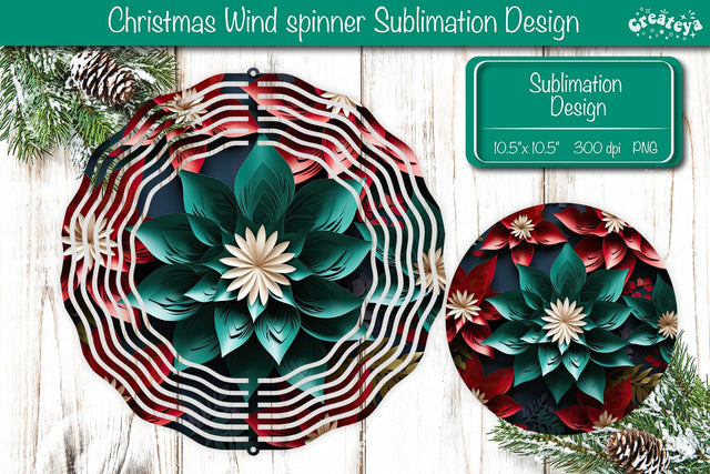 Christmas flower wind spinner Christmas Wind spinner Sublimation Sublimation Createya Design 
