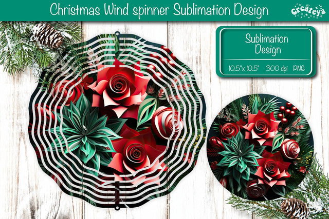 Christmas flower wind spinner Christmas Wind spinner Sublimation Sublimation Createya Design 