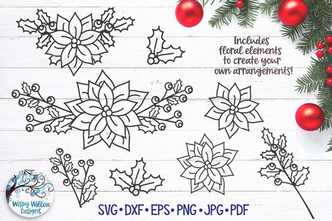 Christmas Flowers SVG SVG Wispy Willow Designs 