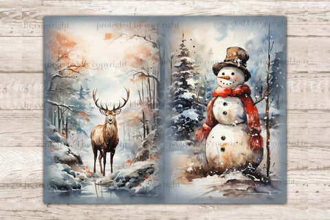 Christmas Forest Junk Journal Pages | Xmas Scrapbook SVG GlamArtZhanna 