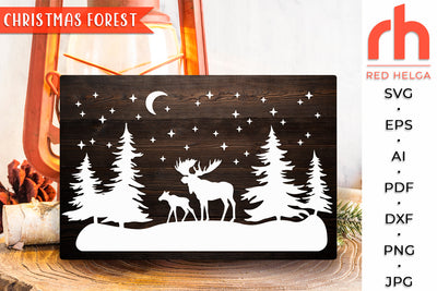 Christmas Forest SVG - Winter Moose Cut File SVG RedHelgaArt 
