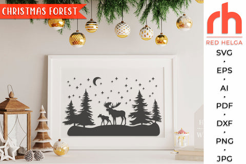 Christmas Forest SVG - Winter Moose Cut File SVG RedHelgaArt 