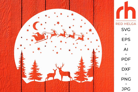 Christmas Forest SVG - Winter Scene Cut File SVG RedHelgaArt 