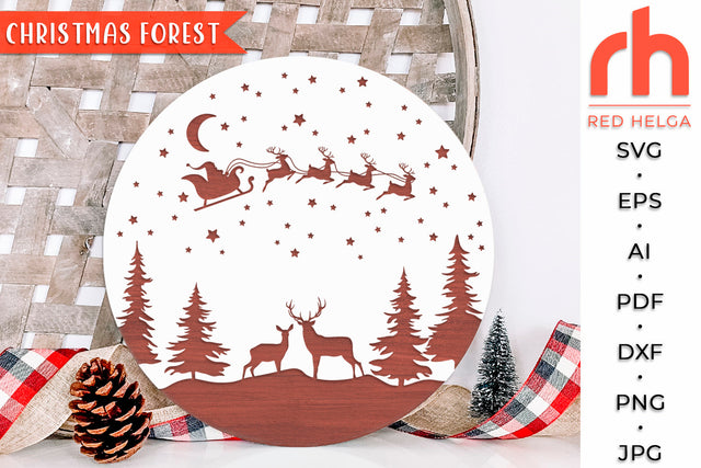 Christmas Forest SVG - Winter Scene Cut File SVG RedHelgaArt 