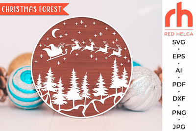 Christmas Forest SVG - Winter Scene Cut File SVG RedHelgaArt 