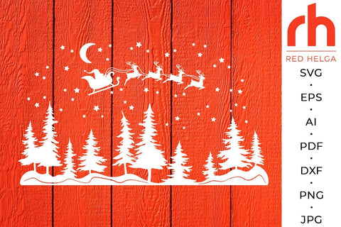 Christmas Forest SVG - Winter Scene Cut File SVG RedHelgaArt 