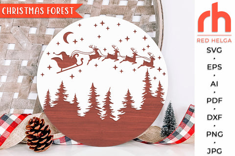 Christmas Forest SVG - Winter Scene Cut File SVG RedHelgaArt 