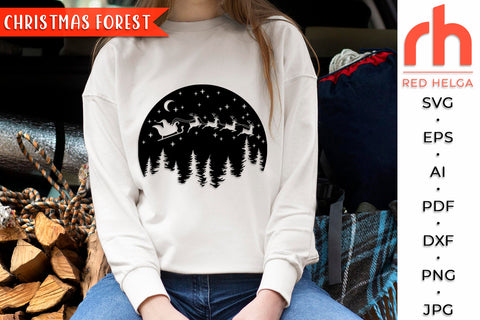 Christmas Forest SVG - Winter Scene Cut File SVG RedHelgaArt 
