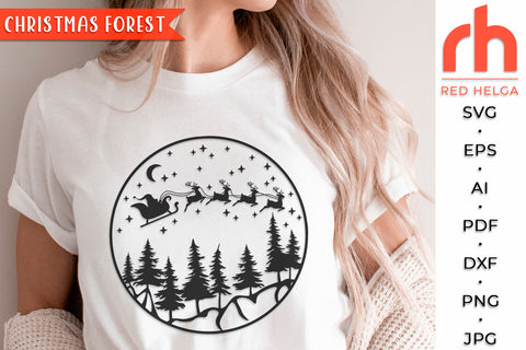 Christmas Forest SVG - Winter Scene Cut File SVG RedHelgaArt 