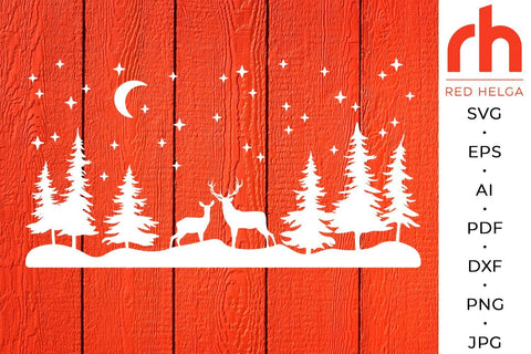 Christmas Forest SVG - Winter Scene Cut File SVG RedHelgaArt 