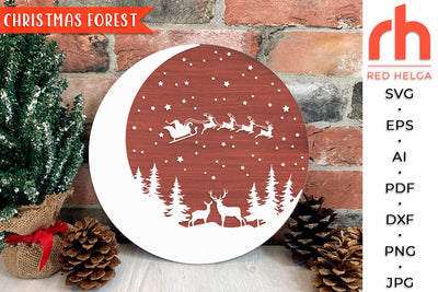 Christmas Forest SVG - Xmas Sign Cut File SVG RedHelgaArt 