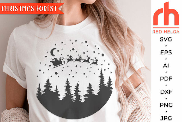 Christmas Forest SVG - Xmas Sign Cut File SVG RedHelgaArt 