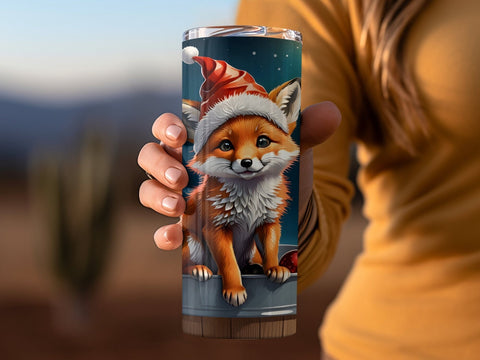 Christmas Fox in bucket Tumbler wrap Sublimation Luvleigh Digitals 