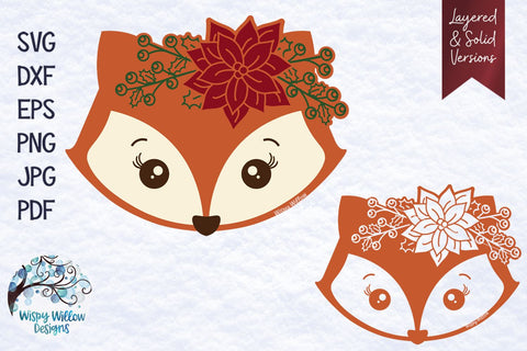 Christmas Fox SVG SVG Wispy Willow Designs 