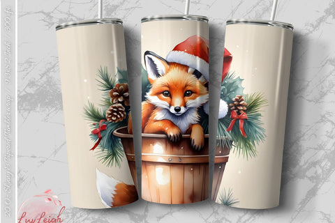Christmas Fox Tumbler wrap PNG Sublimation Luvleigh Digitals 