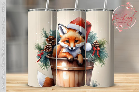 Christmas Fox Tumbler wrap PNG Sublimation Luvleigh Digitals 