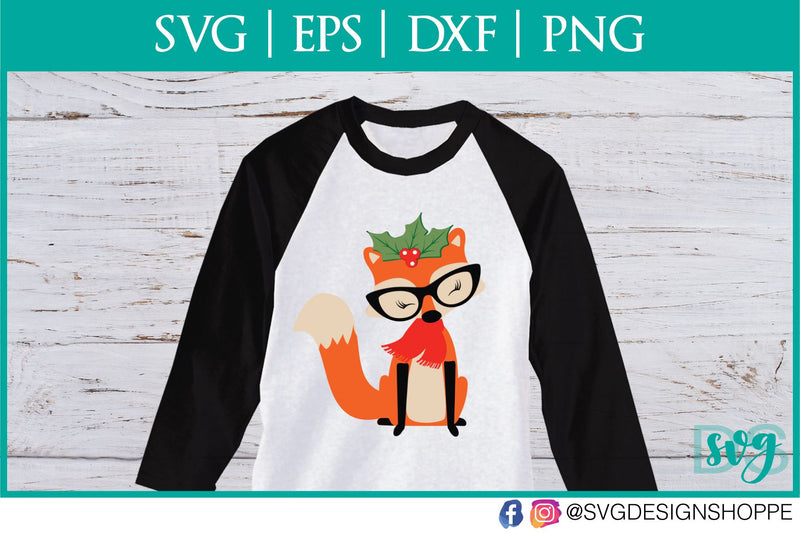 Christmas Fox with Glasses SVG SVG Design Shoppe 