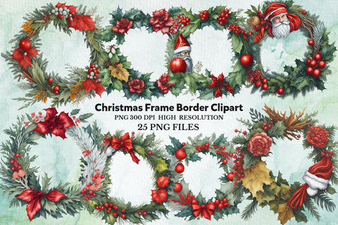 Christmas Frame Border Clipart Sublimation Rupkotha 
