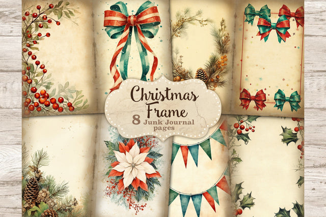 Christmas Frame Junk Journal Page | Xmas Printable SVG GlamArtZhanna 
