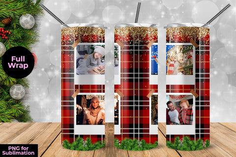 Christmas Frame Plaid Background Tumbler Wrap Template 20 oz for Sublimation Sublimation Sublimatiz Designs 