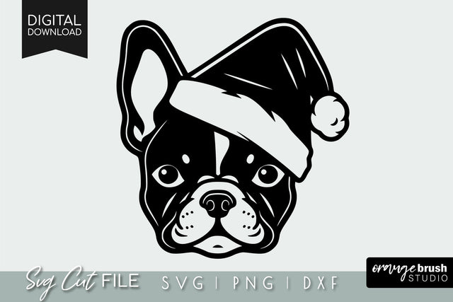 Christmas French Bulldog in Santa Hat SVG File For Cricut SVG OrangeBrushStudio 