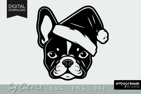 Christmas French Bulldog in Santa Hat SVG File For Cricut SVG OrangeBrushStudio 