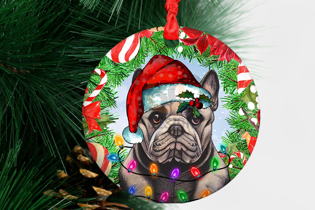 Christmas French Bulldog Ornament Png Sublimation Design, Christmas Bulldog Round Earrings Png, Christmas Dog Ornaments Png,Digital Download Sublimation BOO-design 