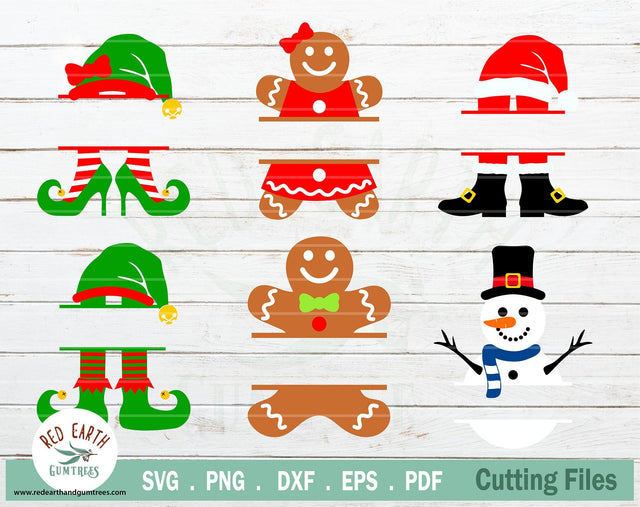 Christmas friends split frame bundle in SVG,PNG,DXF,EPS,PDF SVG Redearth and gumtrees 