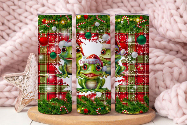 Christmas Frogs Tumbler Wrap Png Tumbler Sublimation Design 20oz Skinny Sublimation Download Glitter Christmas Tumbler Design Plaid Pattern Sublimation DesignSVG 