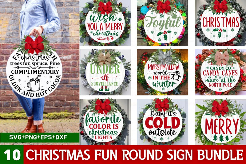 Christmas Fun Round Sign Svg Bundle SVG Regulrcrative 