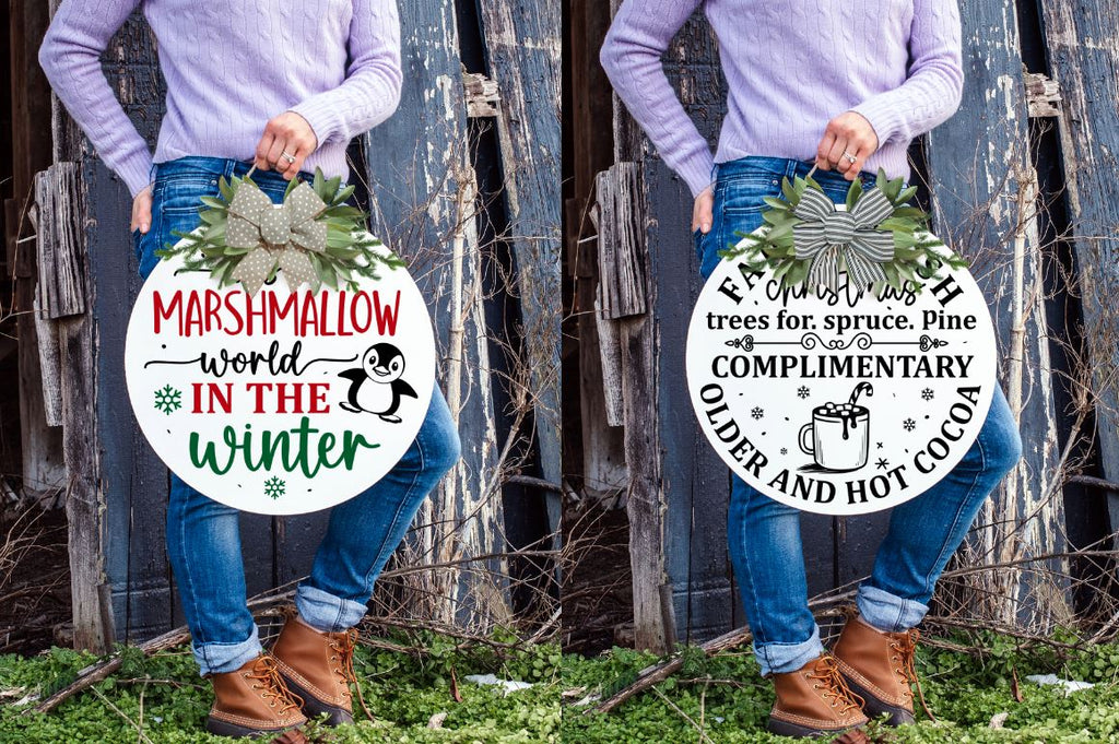 Christmas Fun Round Sign Svg Bundle - So Fontsy