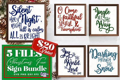 Christmas Fun Sign Svg Bundle, Farmhouse Christmas Wall Decor SVG Crafty Mama Studios 