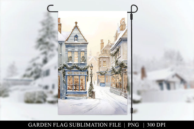 Christmas Garden Flag Png, Christmas Village Sublimation BijouBay 