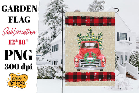 Christmas garden flag sublimation bundle. 6 Christmas truck Sublimation Yustaf Art Store 