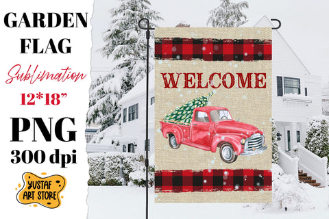 Christmas garden flag sublimation bundle. 6 Christmas truck Sublimation Yustaf Art Store 