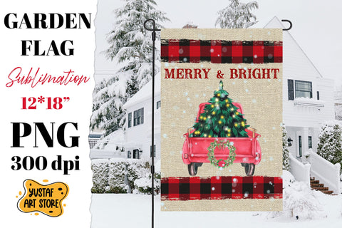 Christmas garden flag sublimation bundle. 6 Christmas truck Sublimation Yustaf Art Store 