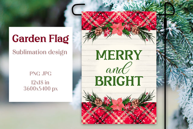 Christmas garden flag sublimation design - Christmas wreath Sublimation LuckyTurtleArt 