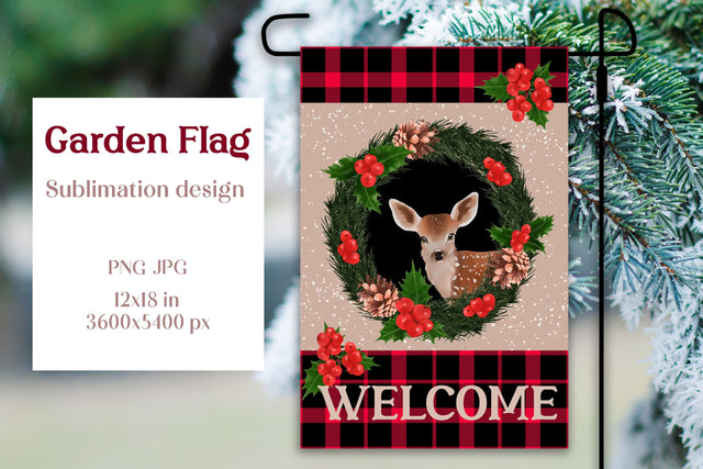 Christmas garden flag sublimation design Sublimation LuckyTurtleArt 