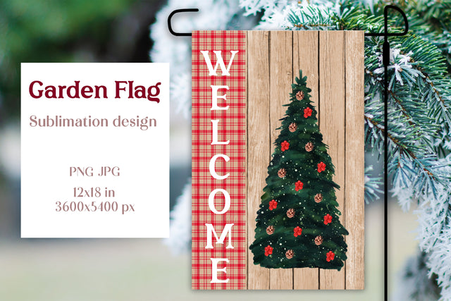 Christmas garden flag sublimation design - Welcome Sublimation LuckyTurtleArt 