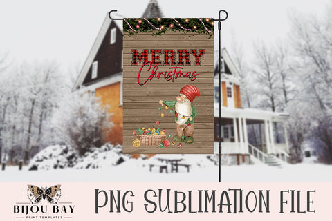 Christmas Garden Flag Sublimation Template - Merry Christmas Sublimation BijouBay 