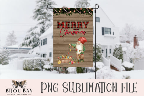 Christmas Garden Flag Sublimation Template - Merry Christmas Sublimation BijouBay 
