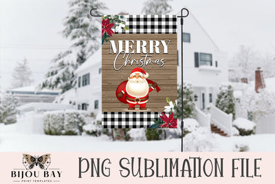 Christmas Garden Flag Sublimation Template - Santa Sublimation BijouBay 