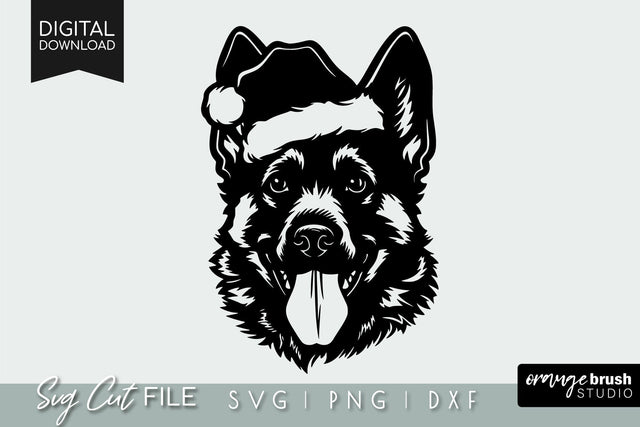 Christmas German Shepherd in Santa Hat SVG File For Cricut SVG OrangeBrushStudio 