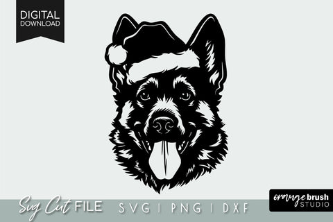 Christmas German Shepherd in Santa Hat SVG File For Cricut SVG OrangeBrushStudio 