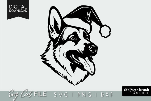 Christmas German Shepherd in Santa Hat SVG File For Cricut SVG OrangeBrushStudio 