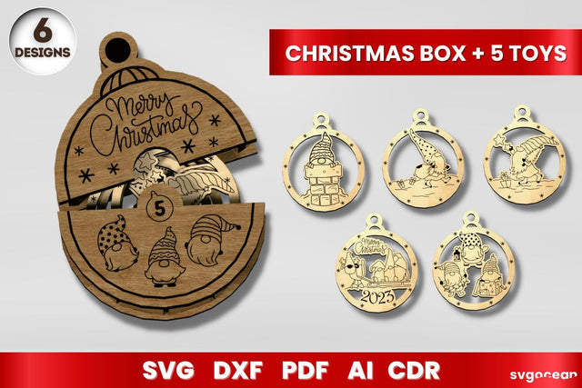 Christmas Gift Box Laser Cut | 5 Christmas Toys | Glowforge SVG SvgOcean 